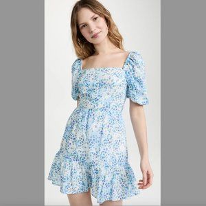 BB Dakota Steven Madden Puffer Than You Dress Blue and White Floral Sz M